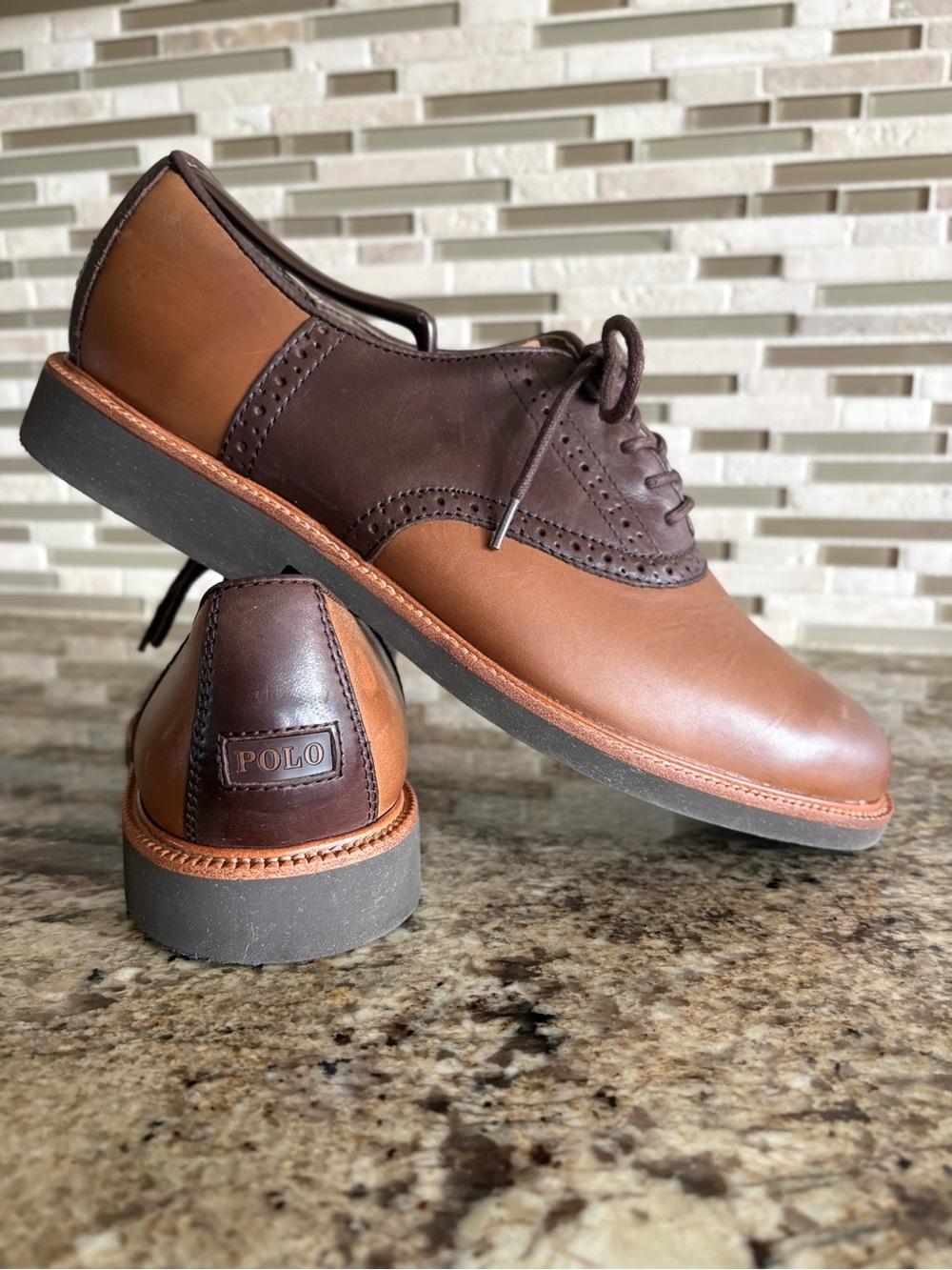 POLO Ralph Lauren Torrington Leather Oxford Lace Up Shoe | English Tan /Brown 10
